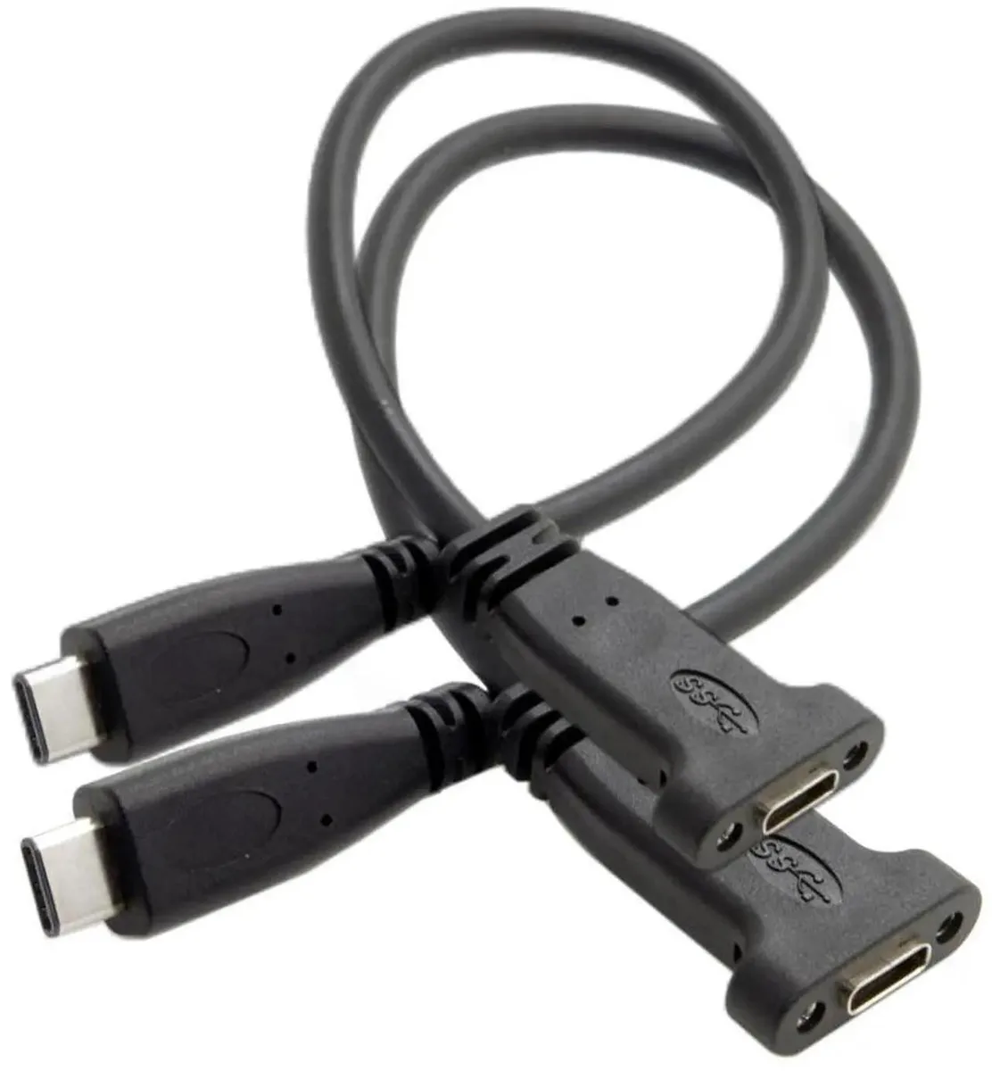 SMUGDESK SMUGDESK USB 3.1 Gen 2 10Gbps Type-C Extension Cable 0.2 m 2-Pack with Panel Mount — product photo