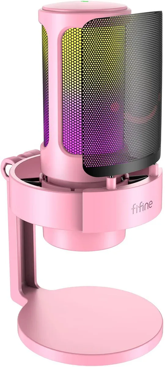 FIFINE FIFINE AMPLIGAME USB Microphone with RGB, Gain Knob, 3.5mm Jack, Shock Mount — product photo