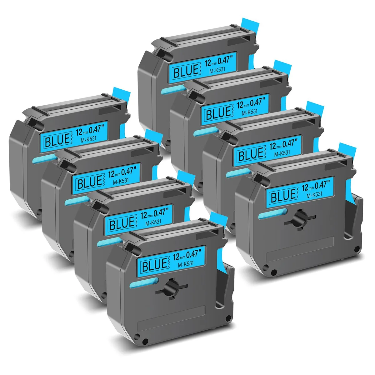 GREENCYCLE GREENCYCLE MK-531 label tape 12mm 26.2ft black on white 8 pack — product photo
