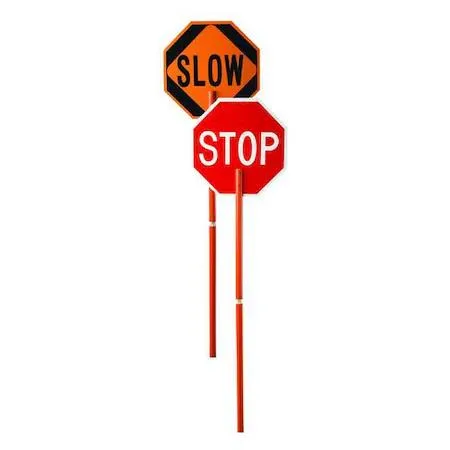 Cortina Companies Cortina Companies 03-822P Traffic Paddle Sign, 2-Sided Stop/Slow, Engineer Grade, 24 in, 81 in Handle — product photo