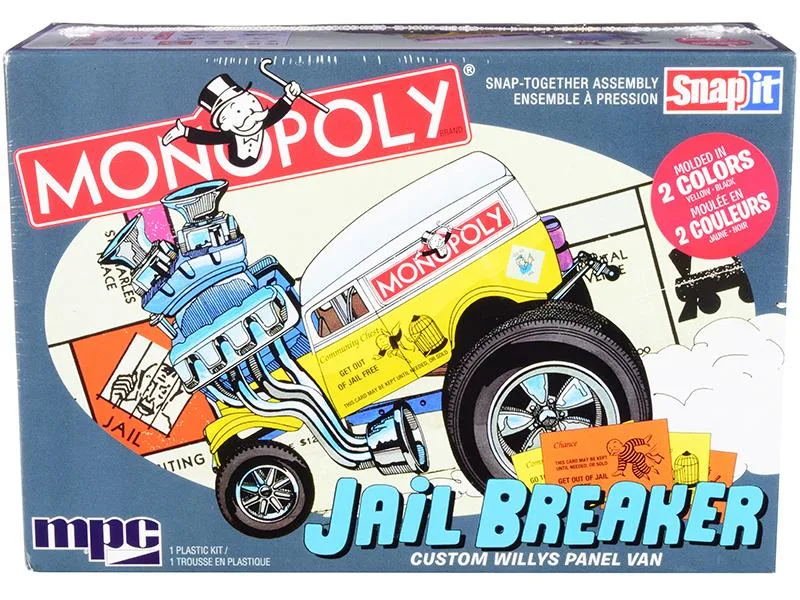 Mpc Mpc Custom Willys Panel Van Jail Breaker Monopoly 1/25 Scale Snap Model Kit 52 Parts — product photo