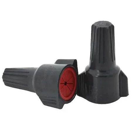 Gray and red twist-on wire connector with winged thermoplastic body