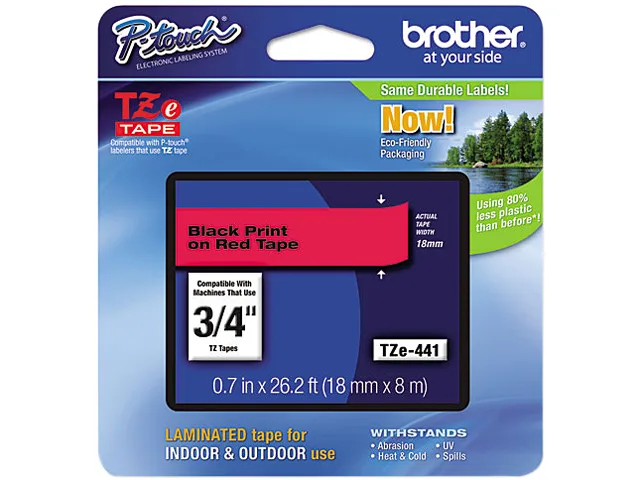 Brother Brother TZE441 TZe Laminated Tape 18 mm x 8 m Black on Red pos accessory — product photo