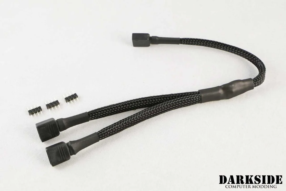 Darkside Darkside DS-1036 12v 4-Pin RGB 2-Way Splitter Cable Jet Black Sleeved 30cm — product photo