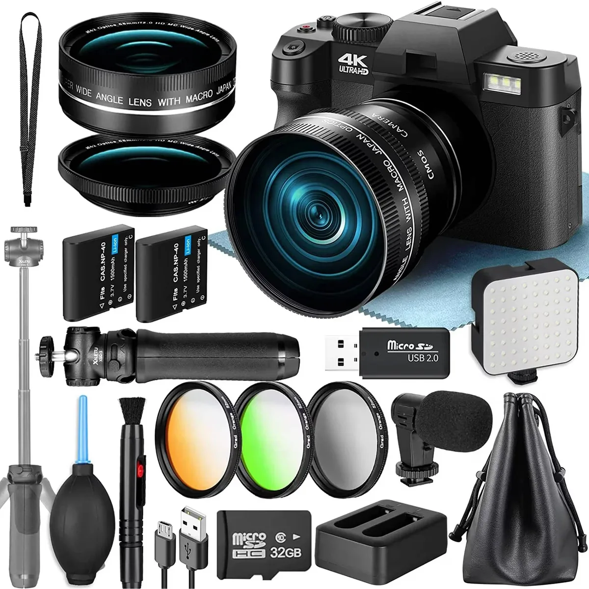 G-Anica G-Anica 4K 48MP Shoot Camera 16X Zoom 3.0" Flip Screen 32GB TF Card Black — product photo