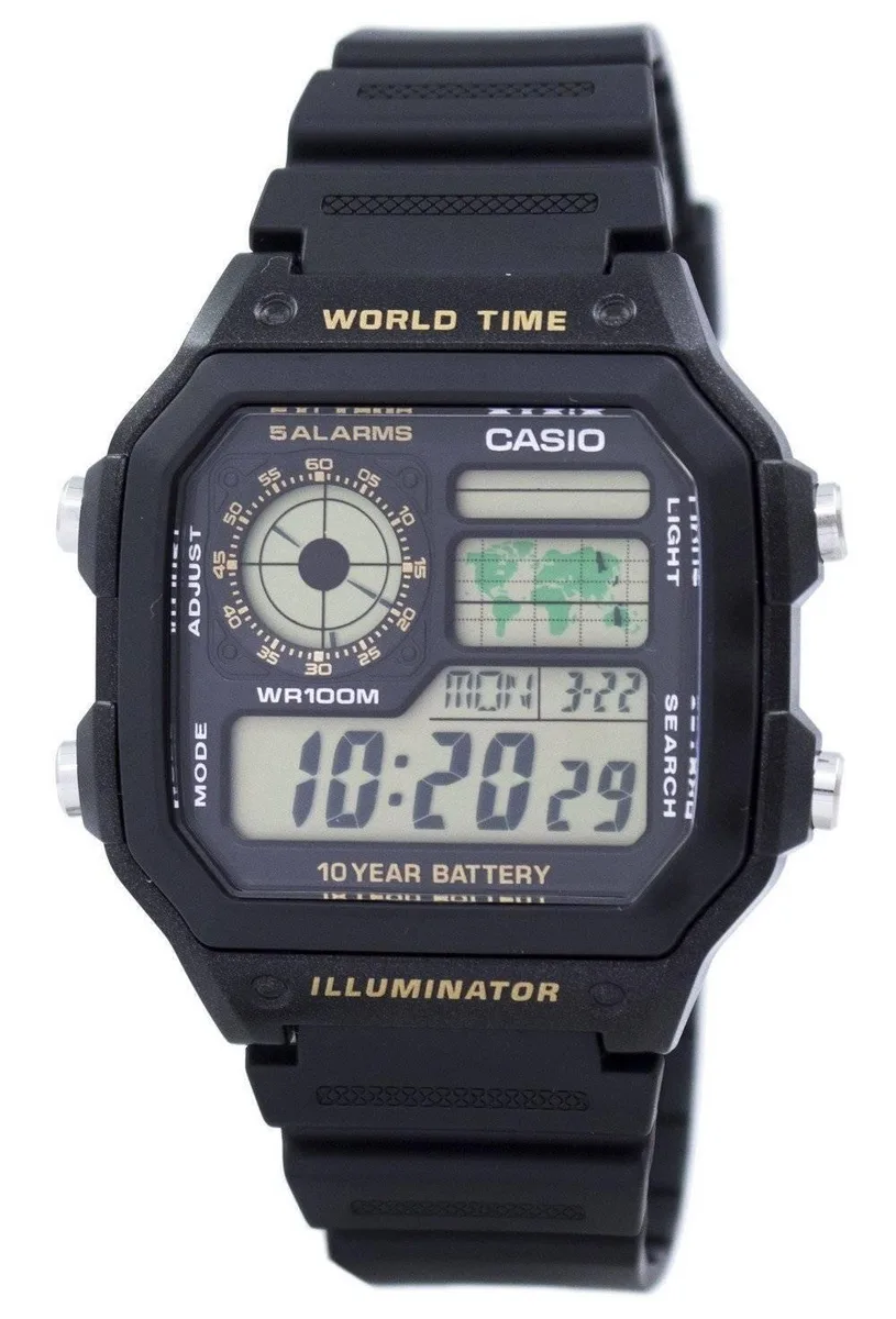 CASIO CASIO AE-1200WH-1BVDF Digital World Time Watch 100m 45.00mm — product photo