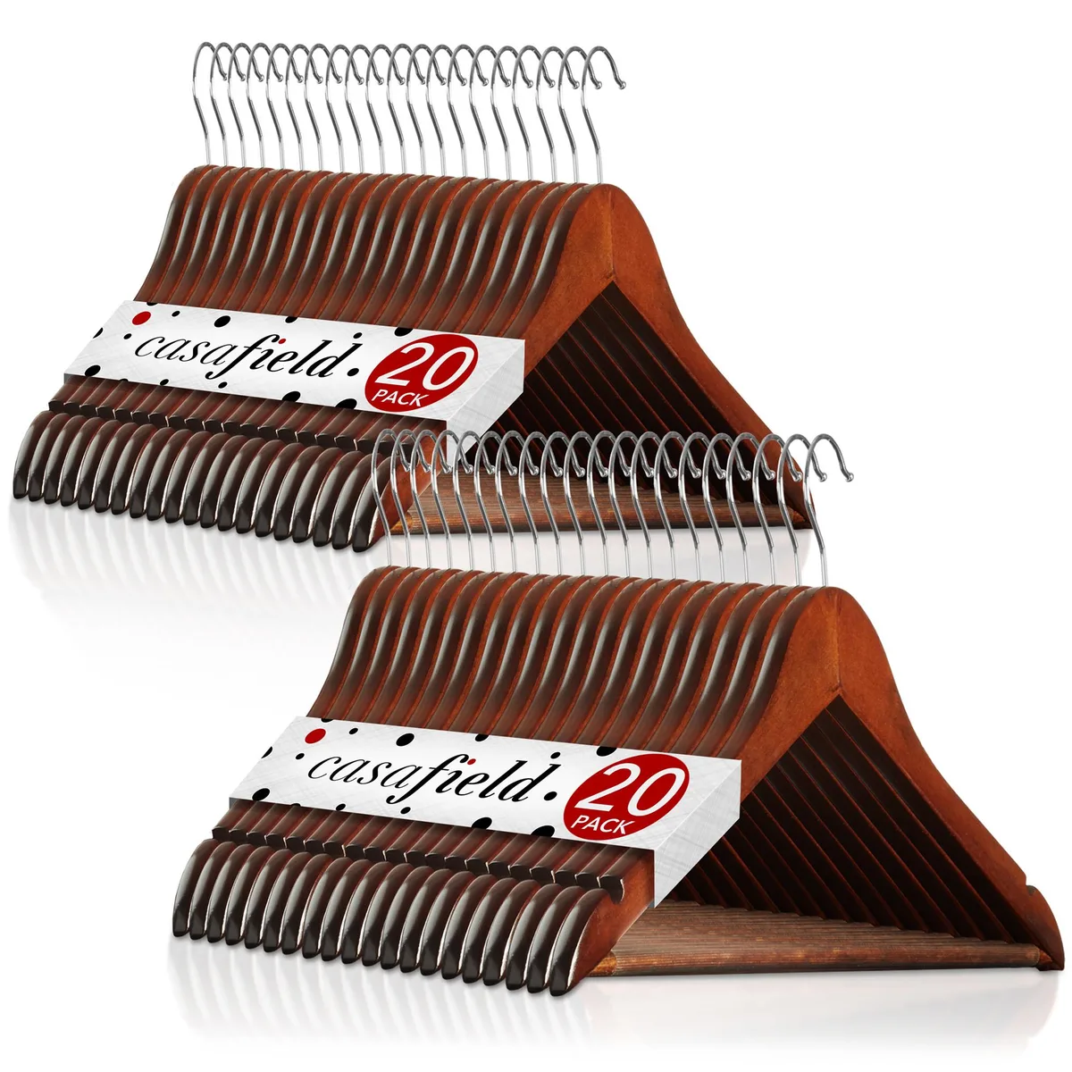 Casafield Casafield 40 Wooden Suit Hangers Cherry Brown — product photo