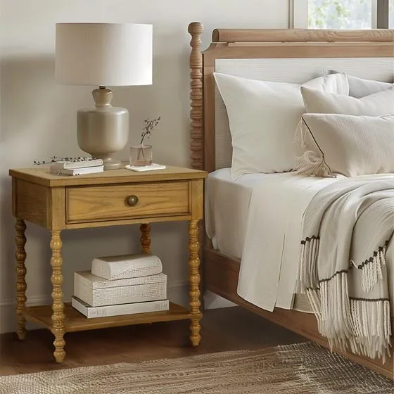 tuphen tuphen Nightstand Natural 24W 18D 26H 2 Drawers Camel Oak — product photo
