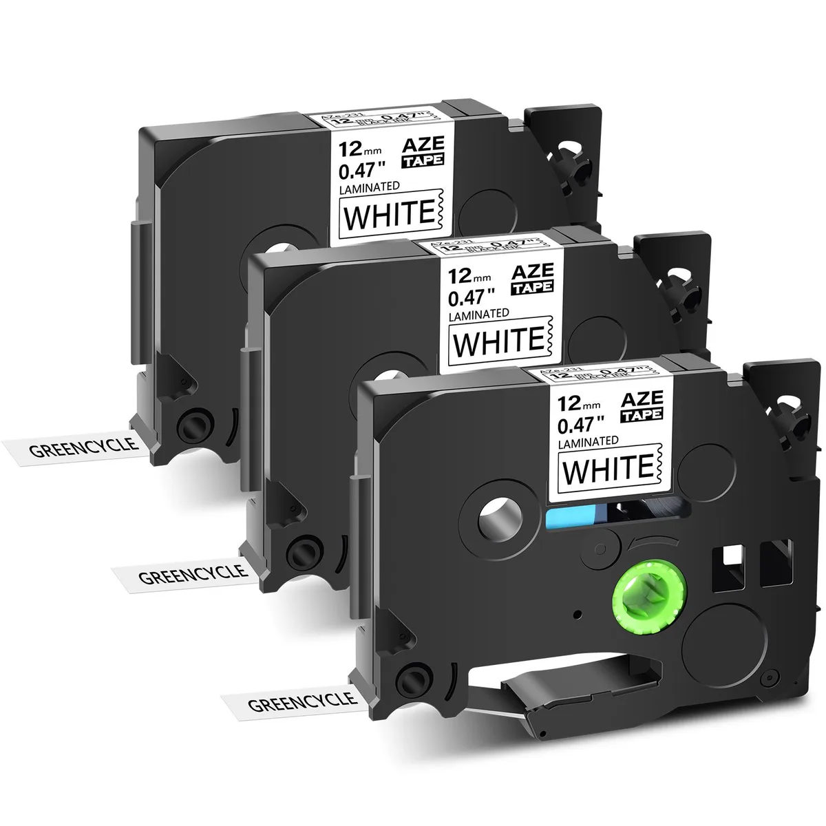 GREENCYCLE GREENCYCLE TZe-231 3PK Black on White Label Tape 12mm 8m — product photo