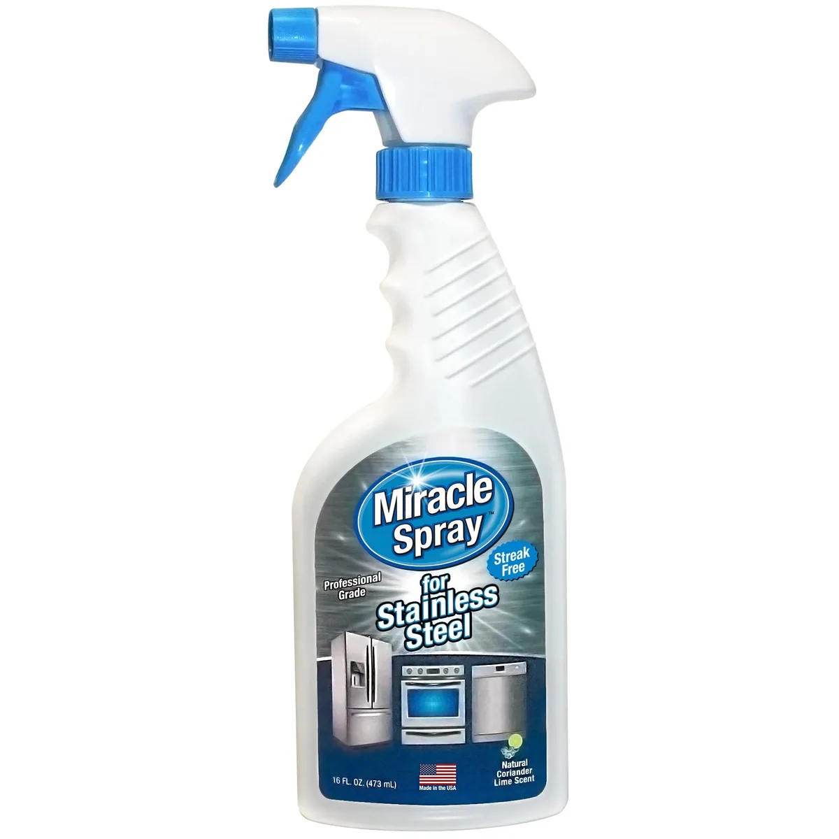 White 16 ounce stainless steel cleaner spray bottle