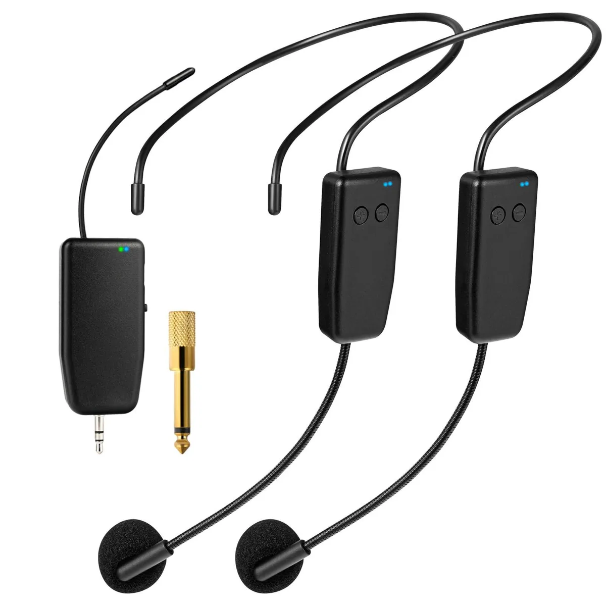  oxxyeeKS Dual Wireless Headset Microphone System 2.4G 160ft 3.5mm — product photo