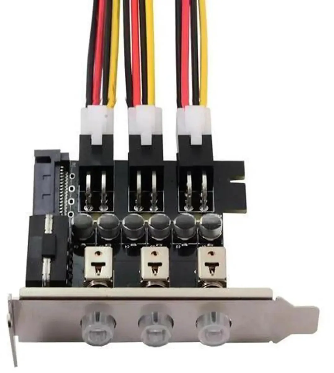 Metal front panel with three toggle buttons for an 80mm drive bay