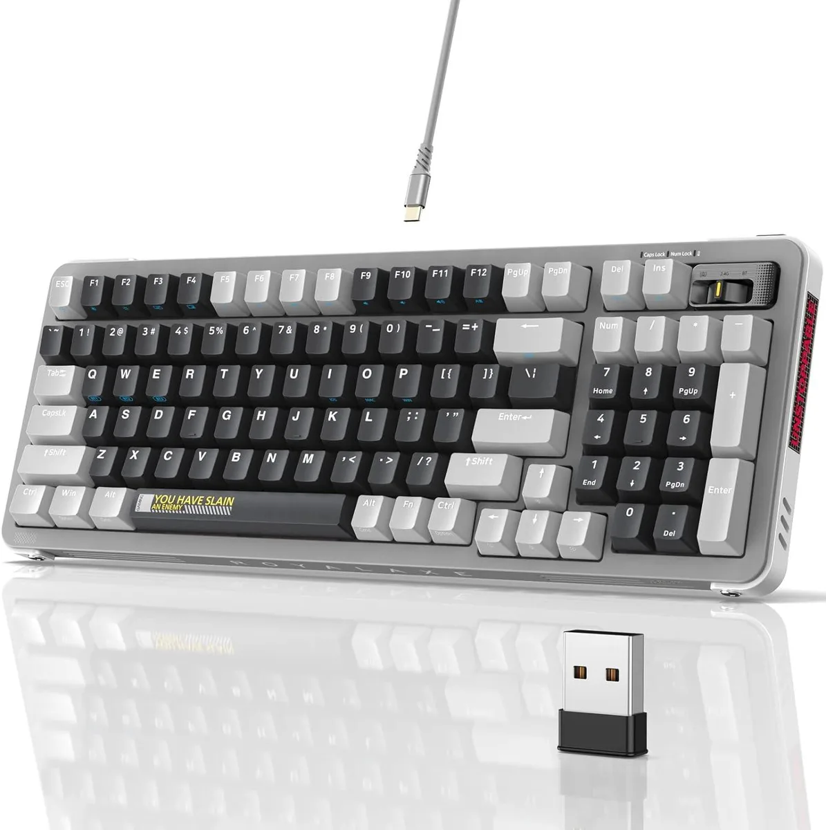 BFKK BFKK 98 Keys Wireless RGB Mechanical Gaming Keyboard Wanderer Gray Tri-Mode PBT TTC Gold Pink V2 Switch — product photo