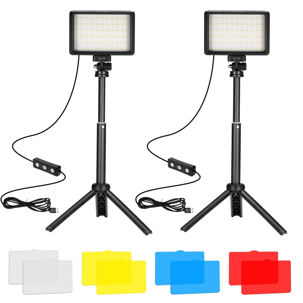 Ci-Fotto PC-02 LED Video Light 2-Pack 5600K USB 66 LED Mini Tripod Filters — product photo