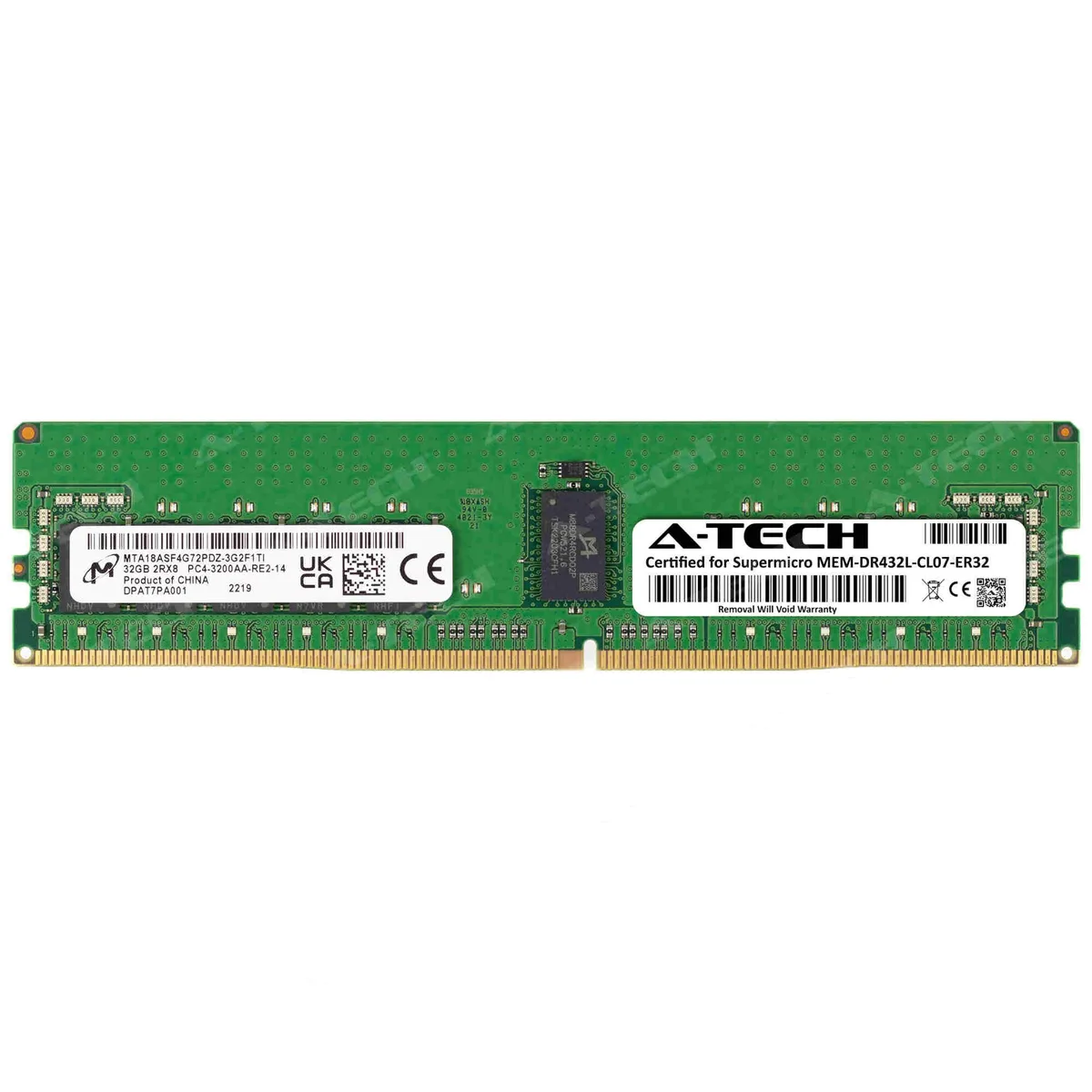 A-Tech A-Tech MEM-DR432L-CL07-ER32 32GB DDR4 3200 ECC Registered RDIMM server RAM — product photo
