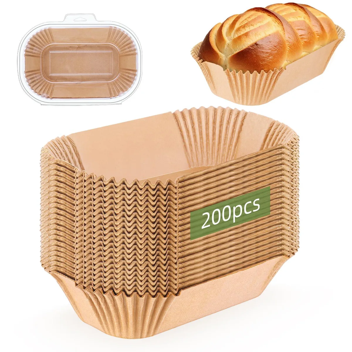 Stack of 200 parchment loaf pan liners, 9x5 inch, flat in box
