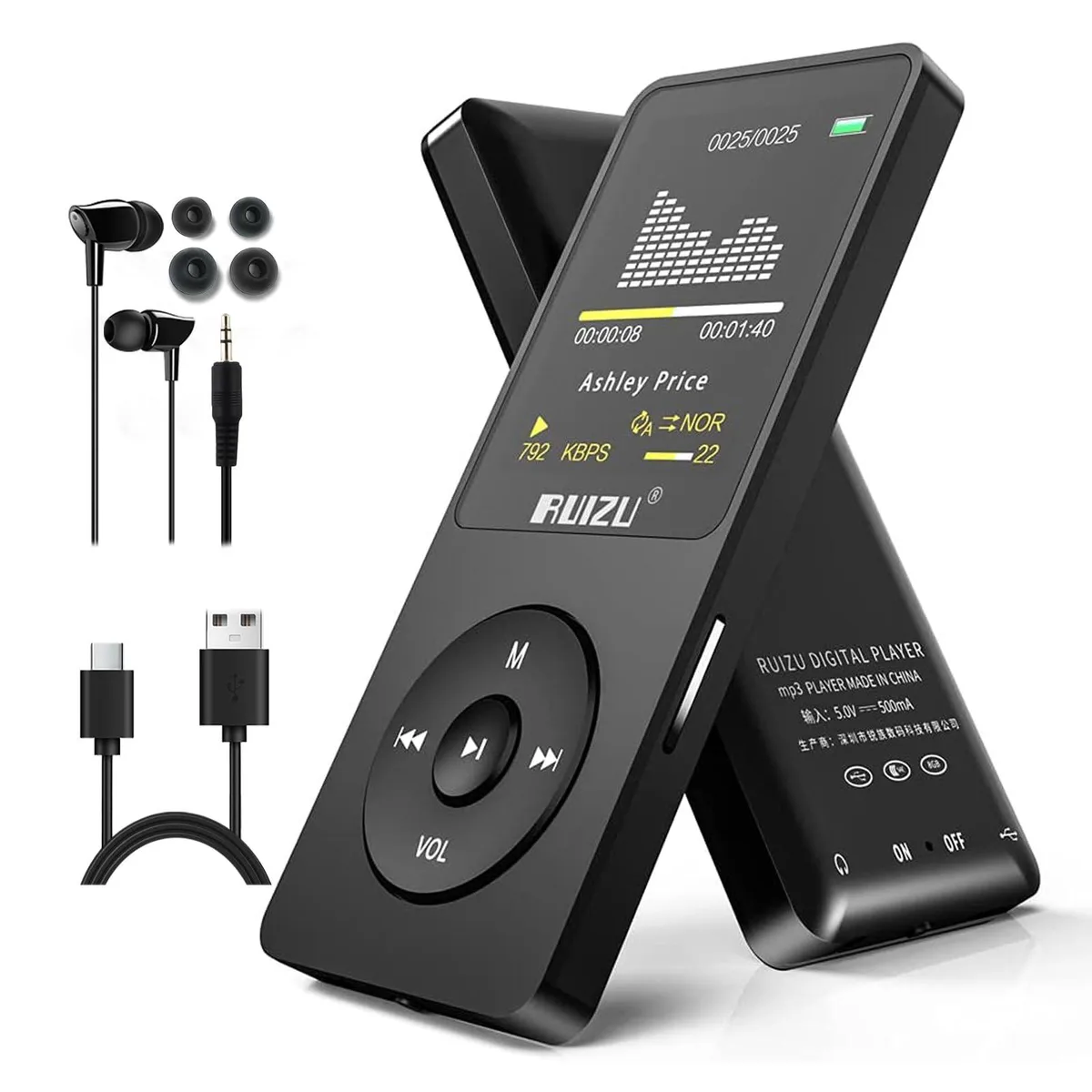 RUIZU X02 32GB MP3 Player Bluetooth 5.3 Black — product photo