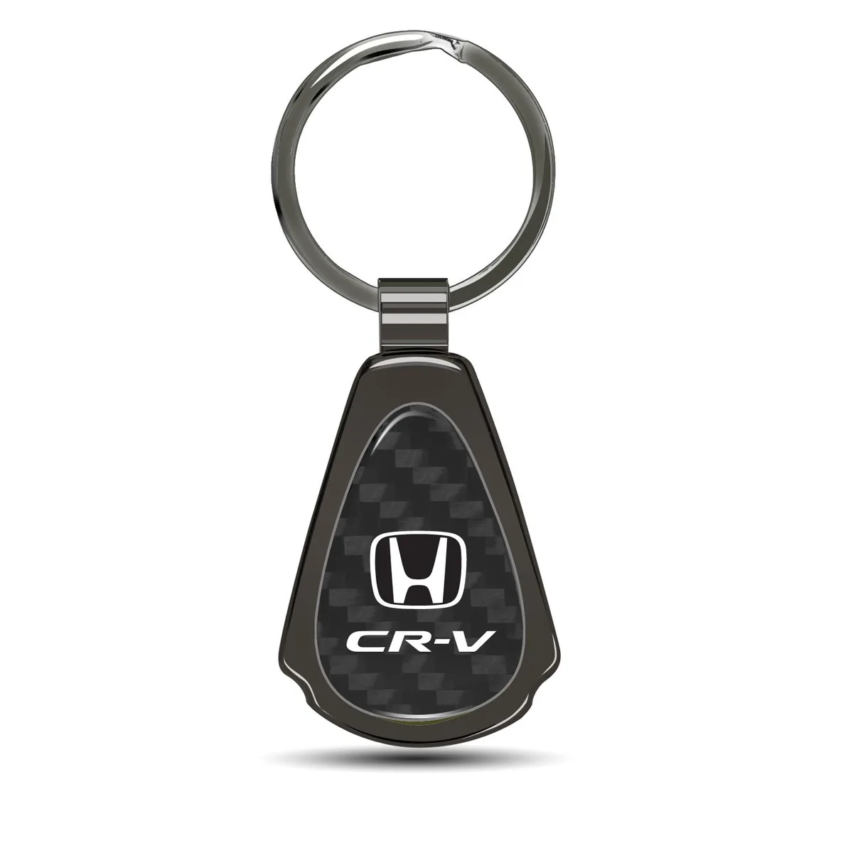 iPick Image, LLC iPick Image, LLC Honda CR-V Real Black Carbon Fiber Gunmetal Black Metal Teardrop Key Chain — product photo