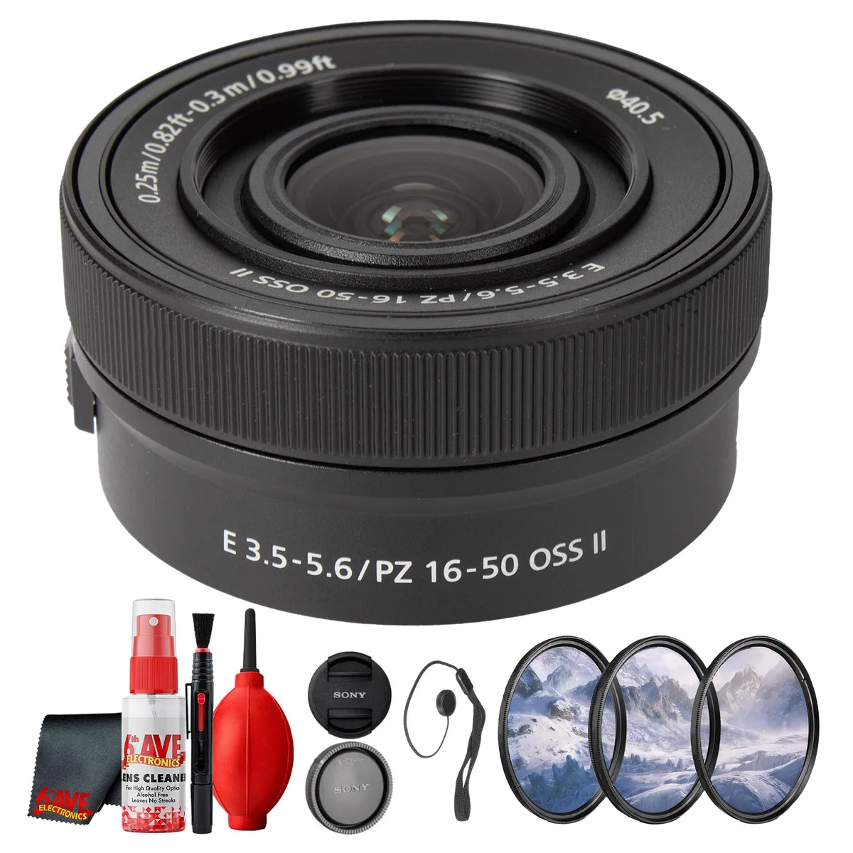 Sony Sony E PZ 16-50mm f/3.5-5.6 OSS II camera lens bundle — product photo