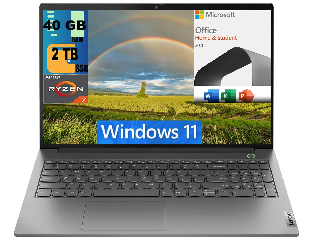 Lenovo Lenovo ThinkBook 15 laptop, Ryzen 7 5825U, 40GB DDR4, 2TB PCIe SSD — product photo