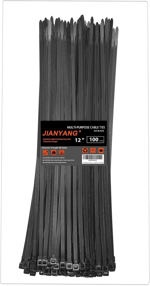 Ennovor Ennovor 12 Inch Double Sided Toothed Zip Ties 100 Pack security lock — product photo