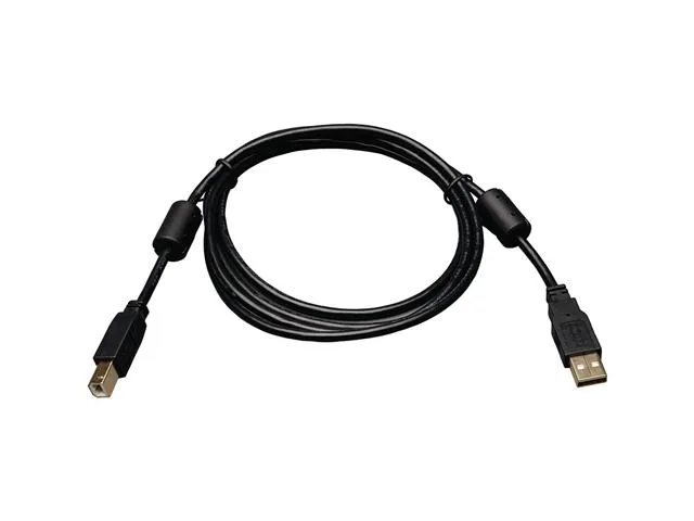 Black 3 ft USB 2.0 cable with gold Type A and Type B male connectors