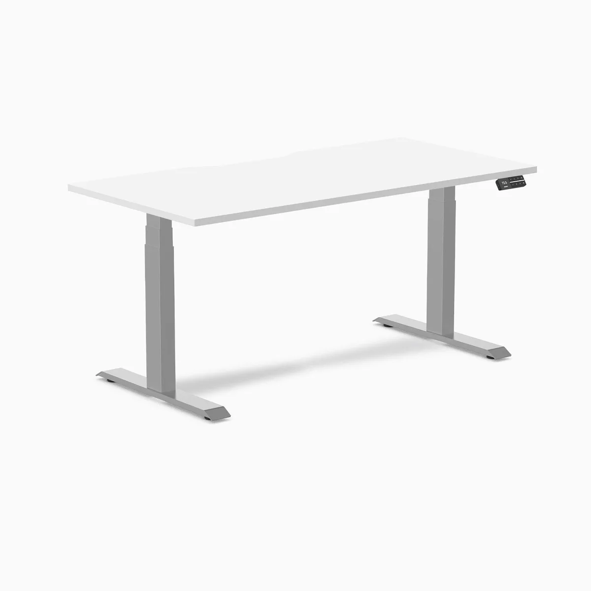 Desky Desky Dual Scalloped Laminate Sit Stand Desk White Grey 59.1 x 29.5 in — product photo