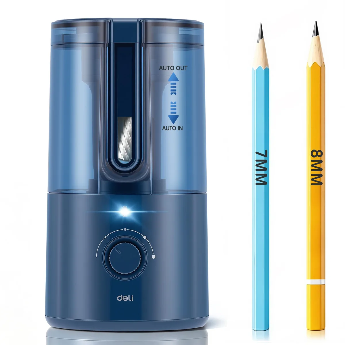 deli VA8BL Electric Pencil Sharpener Blue — product photo