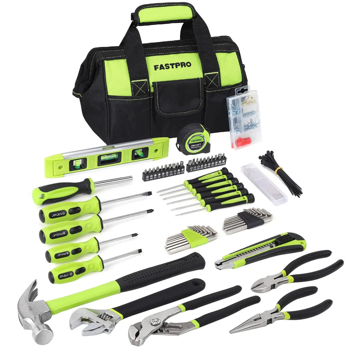 Blue 215-piece hand tool kit in 12-inch wide-mouth storage bag