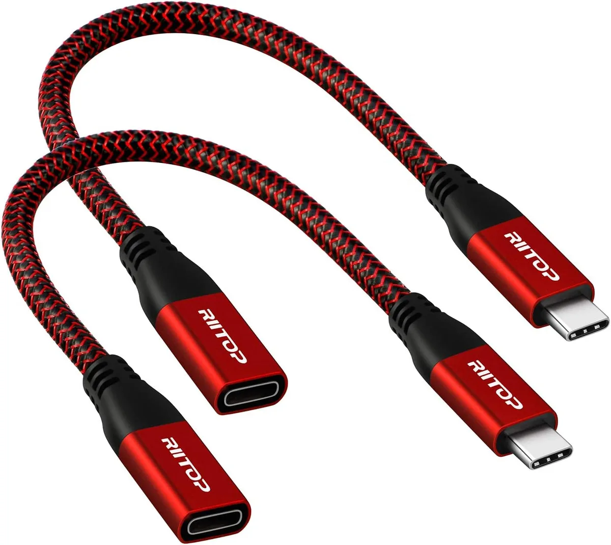 RIITOP RIITOP CMTF-02RD-2P USB-C extension cable 2-pack 7.8in 10Gbps red — product photo