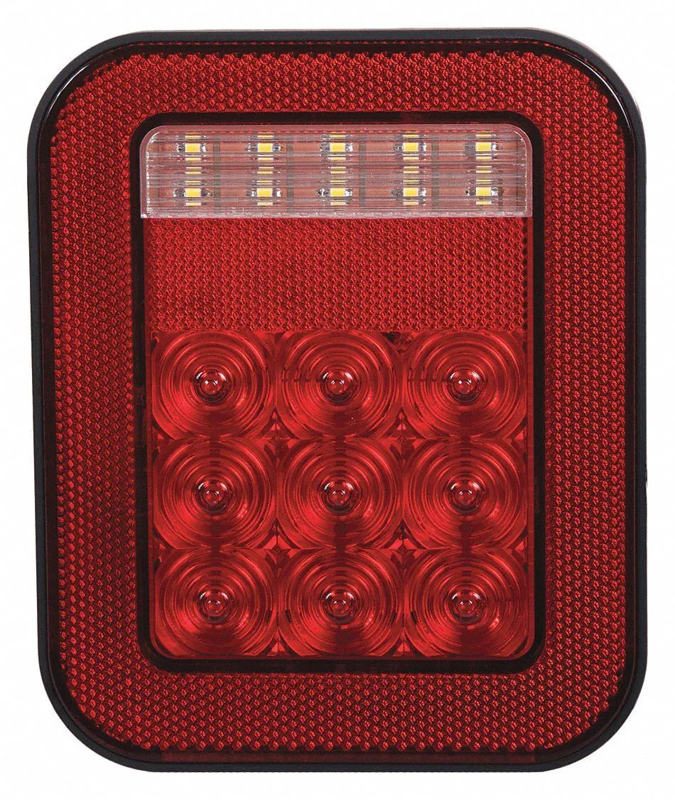 Red rectangular LED stop turn tail light polycarbonate housing sealed electronics
