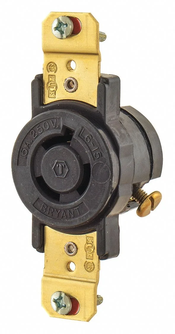 Bryant Bryant Black Locking Receptacle 15A 250VAC 1.5HP Nylon — product photo