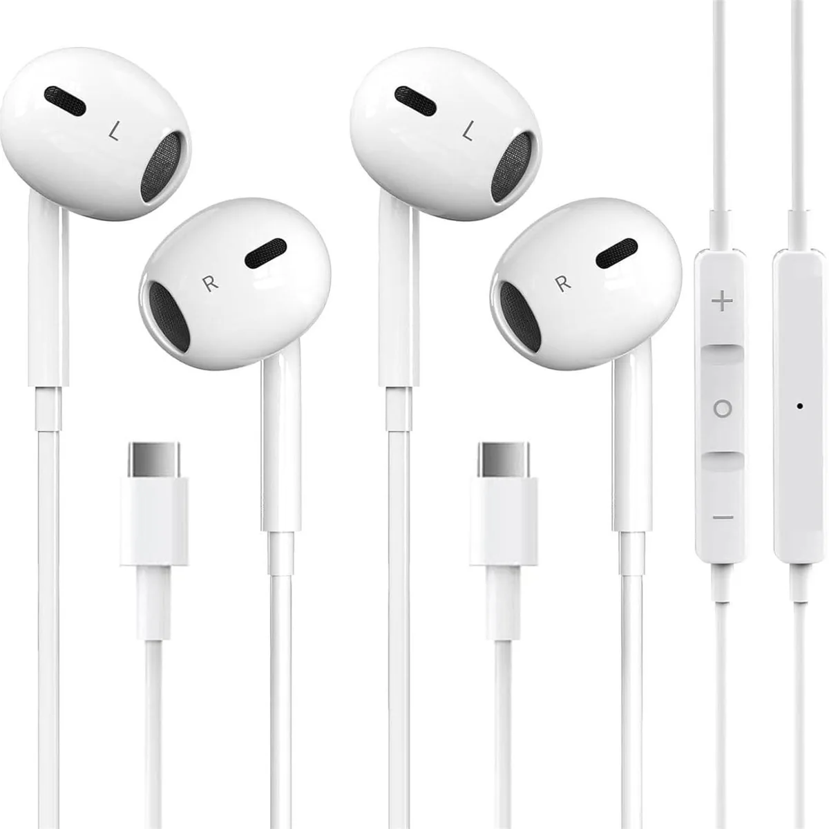 GAXIWILO 2PC-USB-C White In-Ear Headphones Active Noise Cancelling 33 ohm — product photo