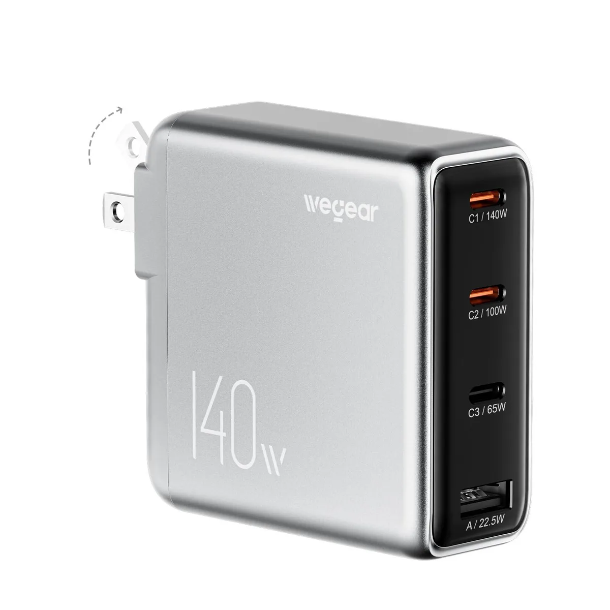  GE PA2786 140W 4-Port USB-C GaN Charger Silver — product photo
