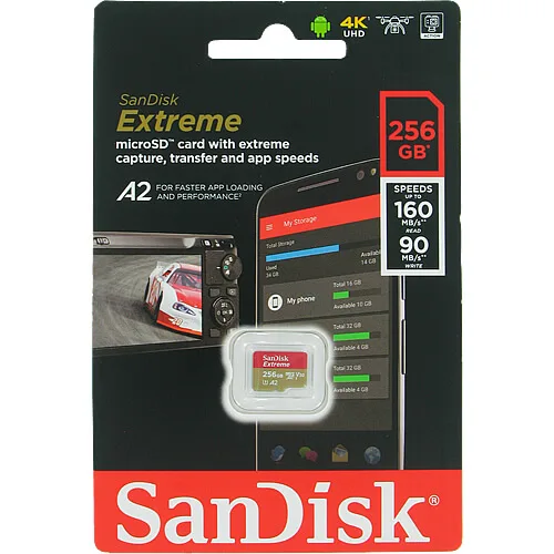 SanDisk SanDisk Extreme microSDXC 256GB C10 U3 V30 A2 160MB/s 90MB/s — product photo