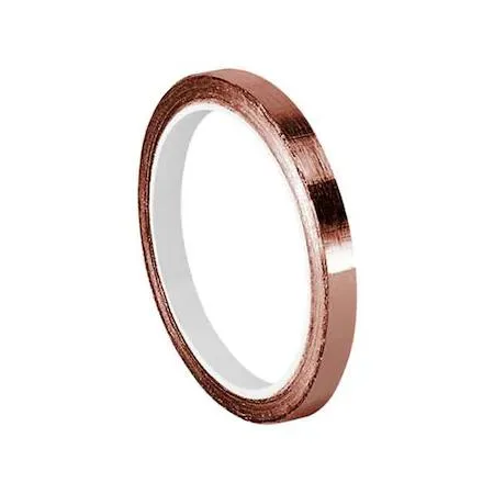 Copper foil tape roll, half-inch wide, eighteen feet long, shiny metallic finish