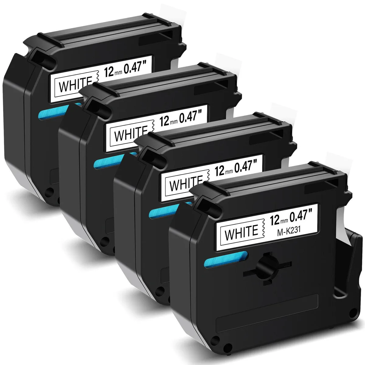 GREENCYCLE GREENCYCLE M-K231 12mm Black on White Label Tape 4 Pack — product photo