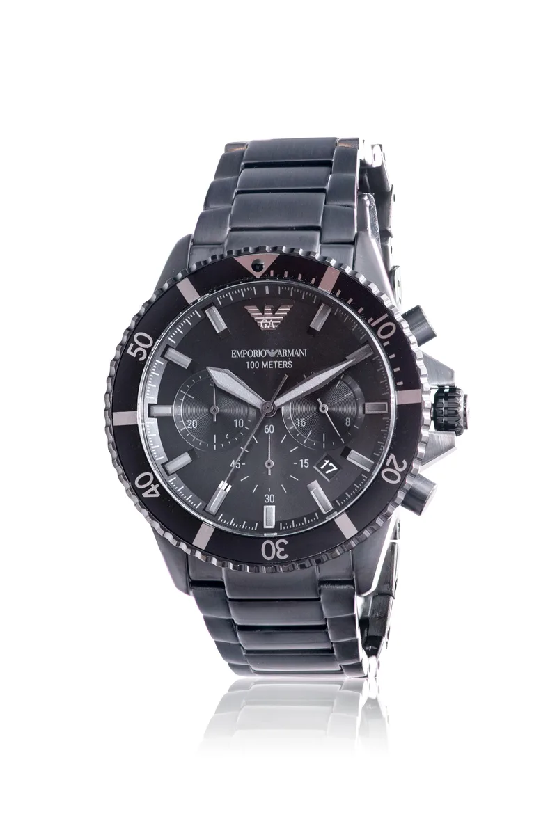 Armani Armani Diver Black Stainless Steel Chronograph 43 mm Watch — product photo