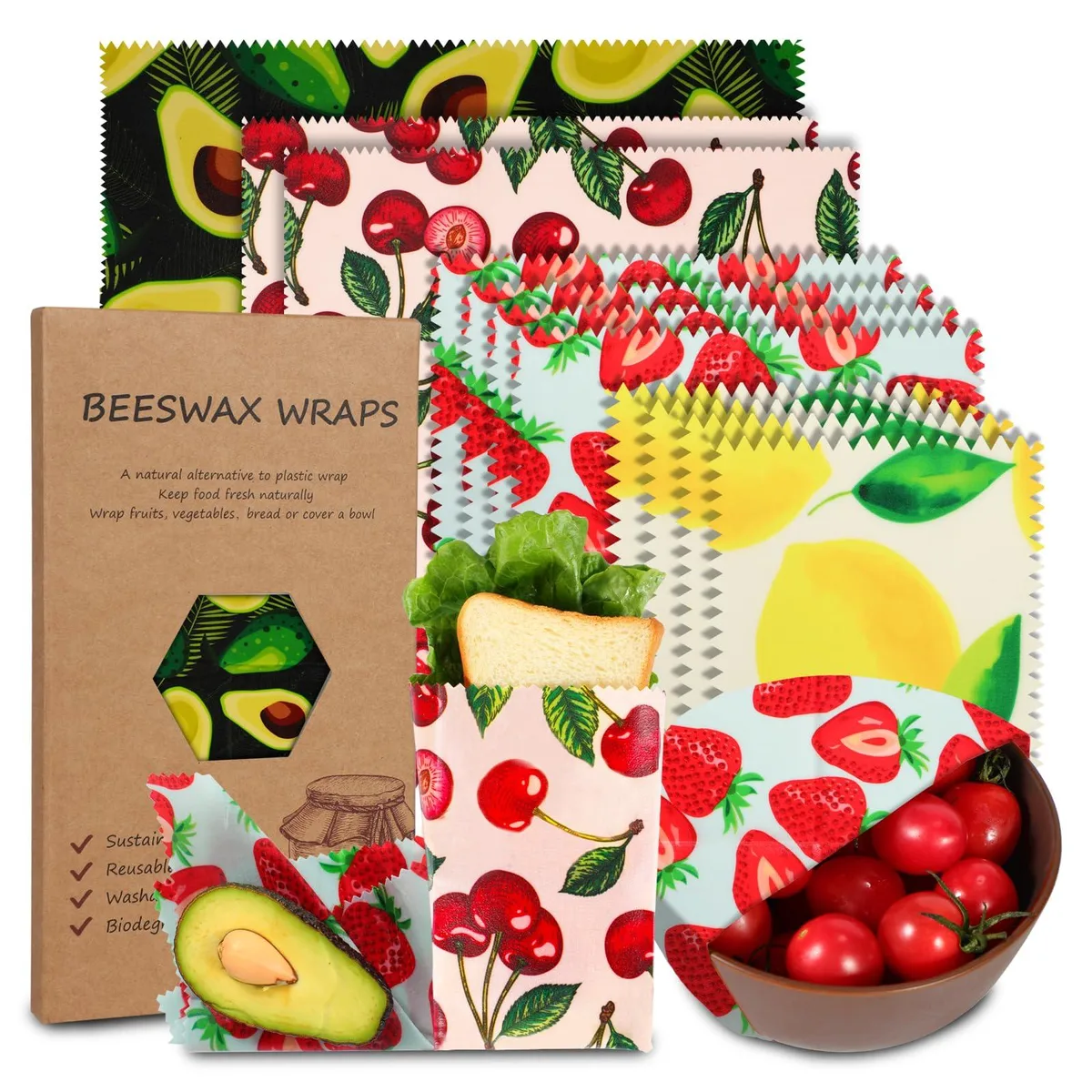  celsirex 11 Pack Beeswax Wraps Fruits 1L 2M 4S 4XS — product photo