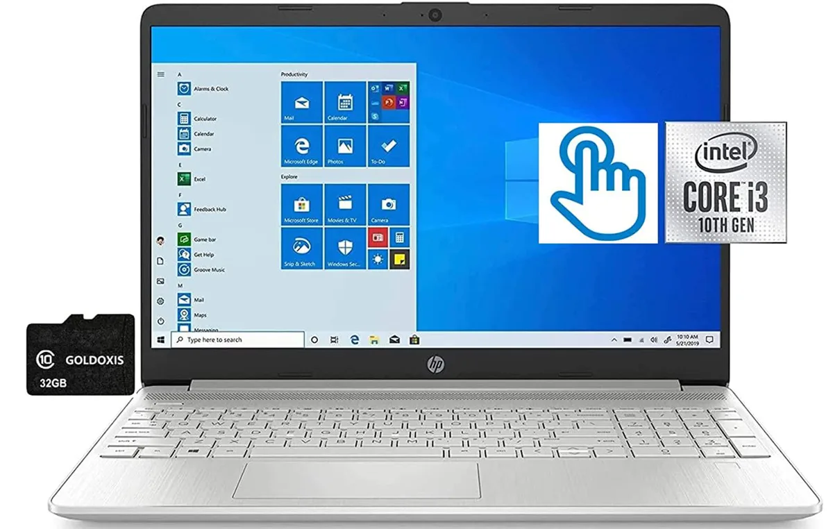 HP HP 15.6" Touchscreen Laptop i3-1005G1 8GB 256GB SSD Windows 10 S Silver — product photo