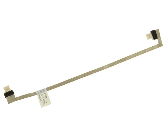 Thin flat ribbon cable with small connectors at both ends, light coloured insulation