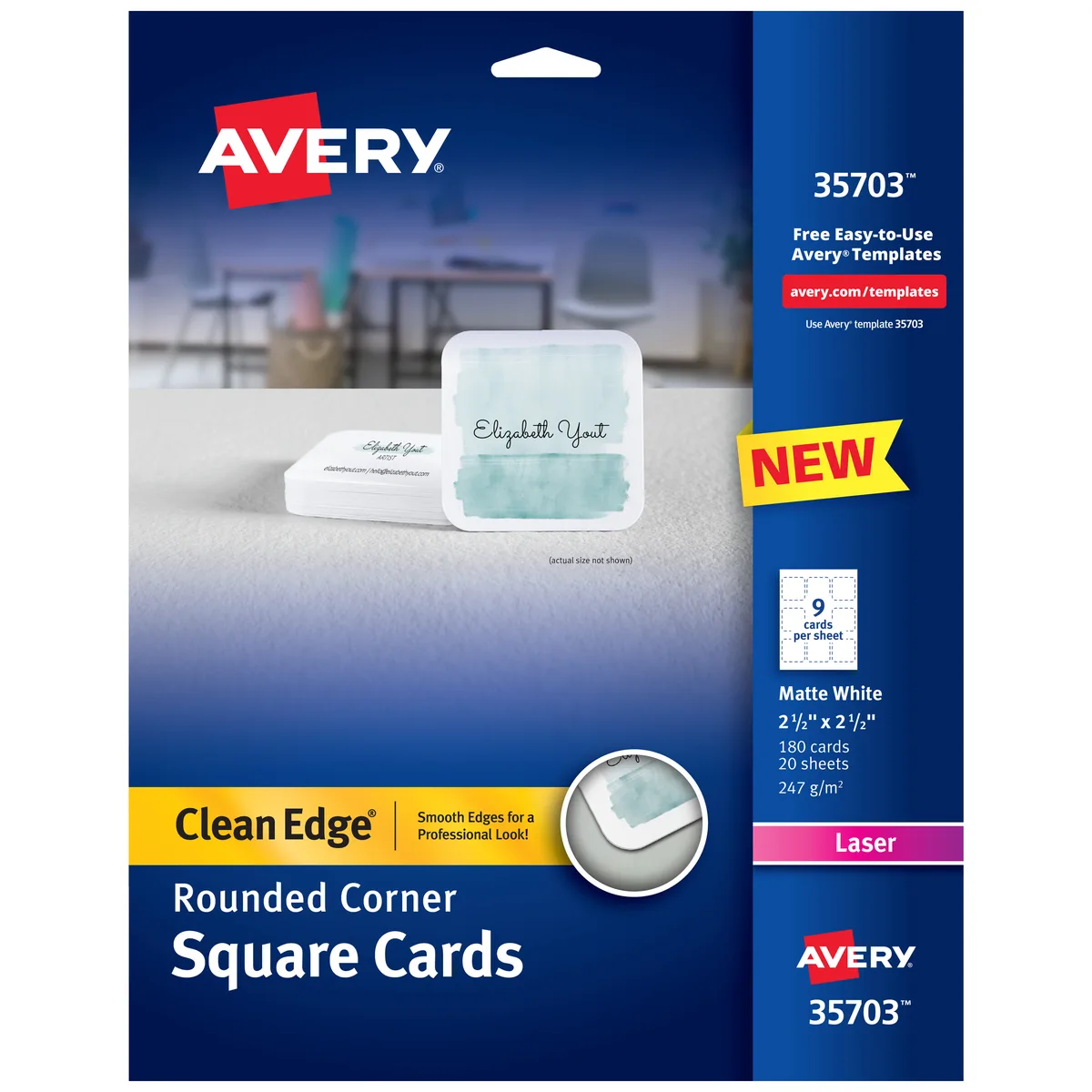 Avery Avery 35703 Square Business Cards 2.5" 90 lbs 180 Cards — product photo