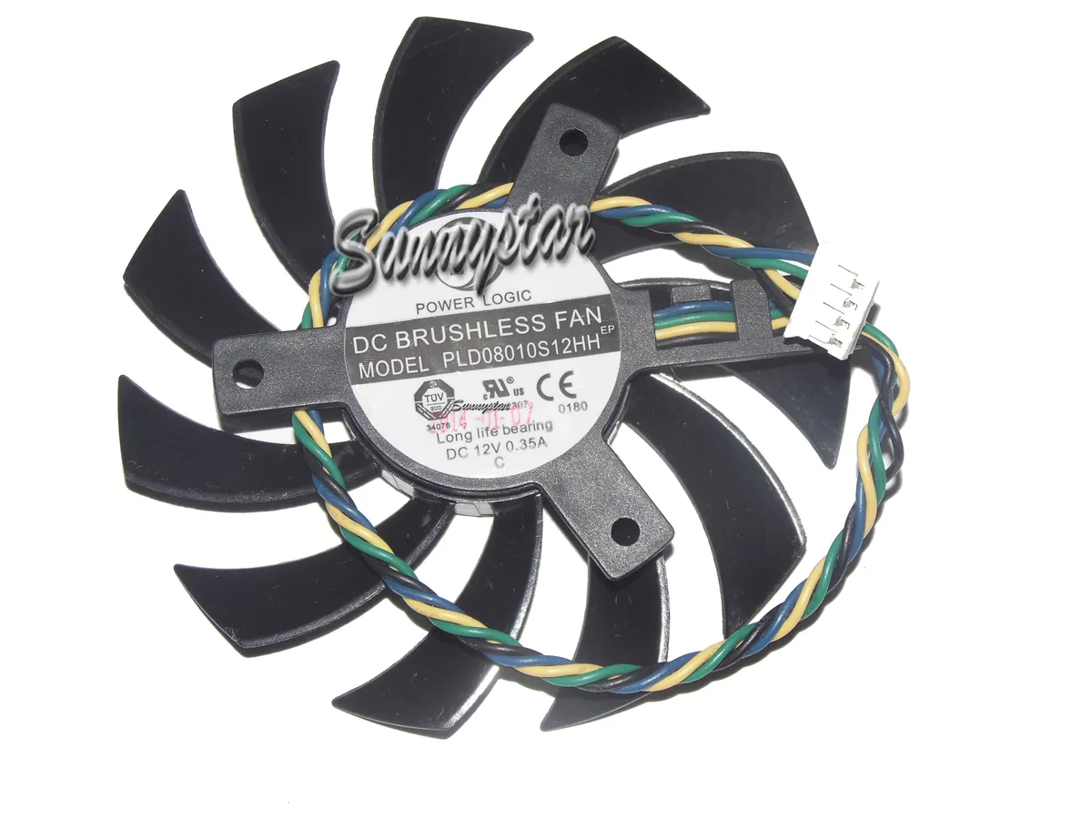 SunnyStar Co., Ltd SunnyStar Co., Ltd PLD08010S12HH VGA Fan 4 Pin Black Non-LED 12V .34A for GTX 560 570 580 6770 6870 — product photo