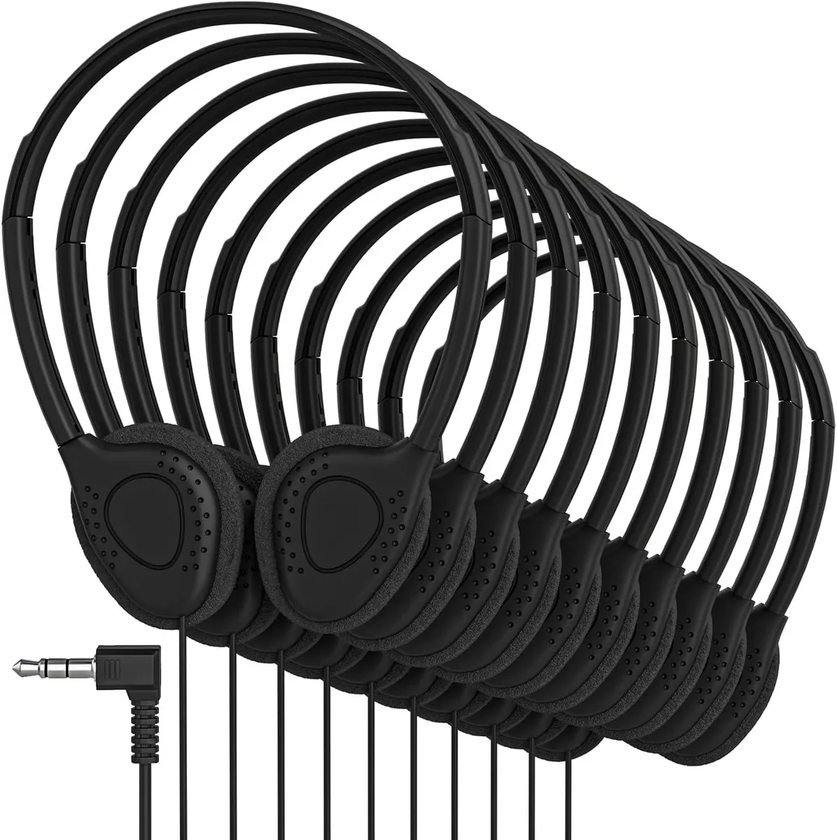 TUKO TUKO On-Ear Stereo Headphone 10 Pack Black 3.5 mm — product photo