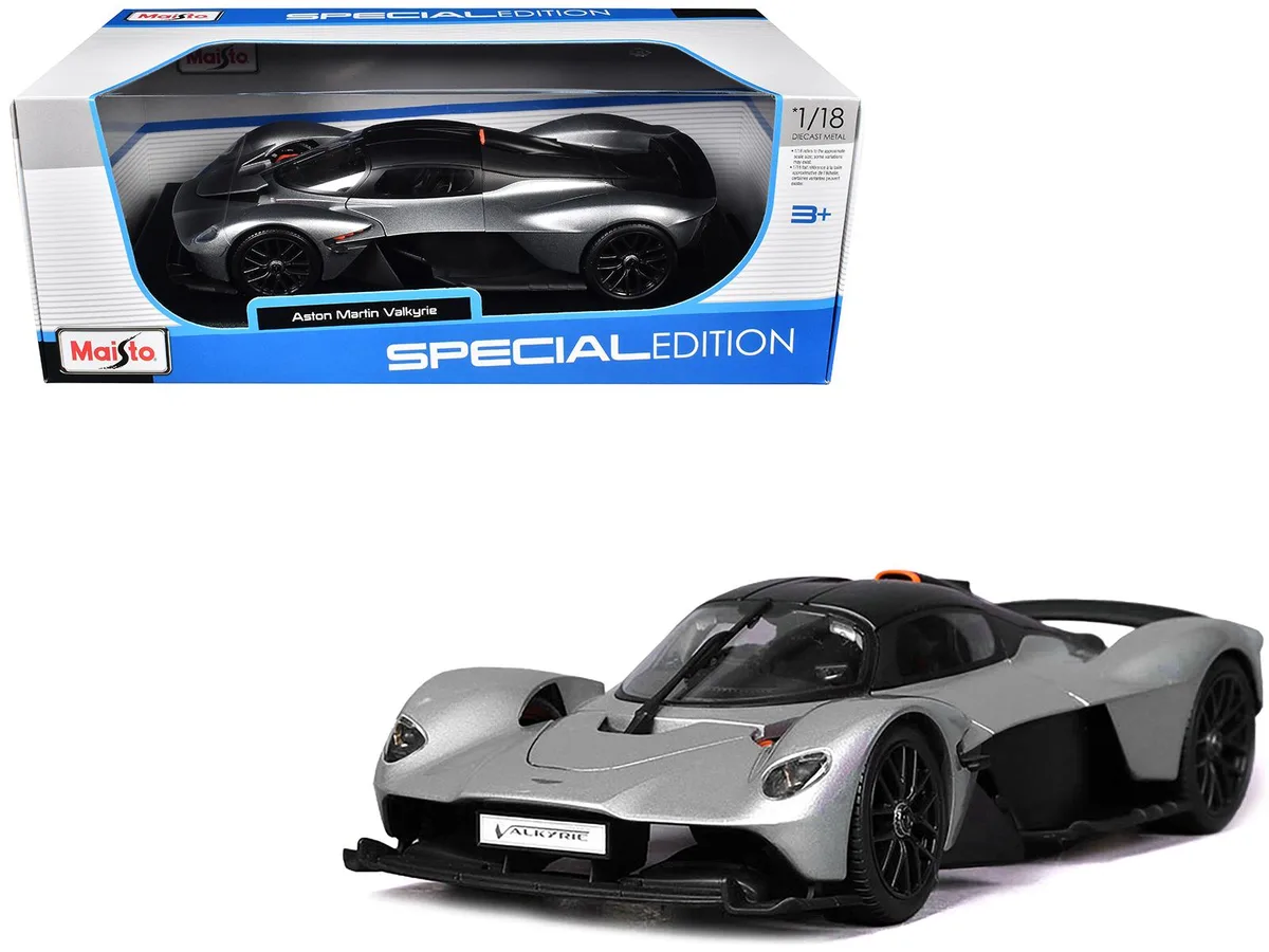 Maisto Maisto Aston Martin Valkyrie 1/18 Silver Metallic Matt Black Top Special Edition hobby collectible — product photo