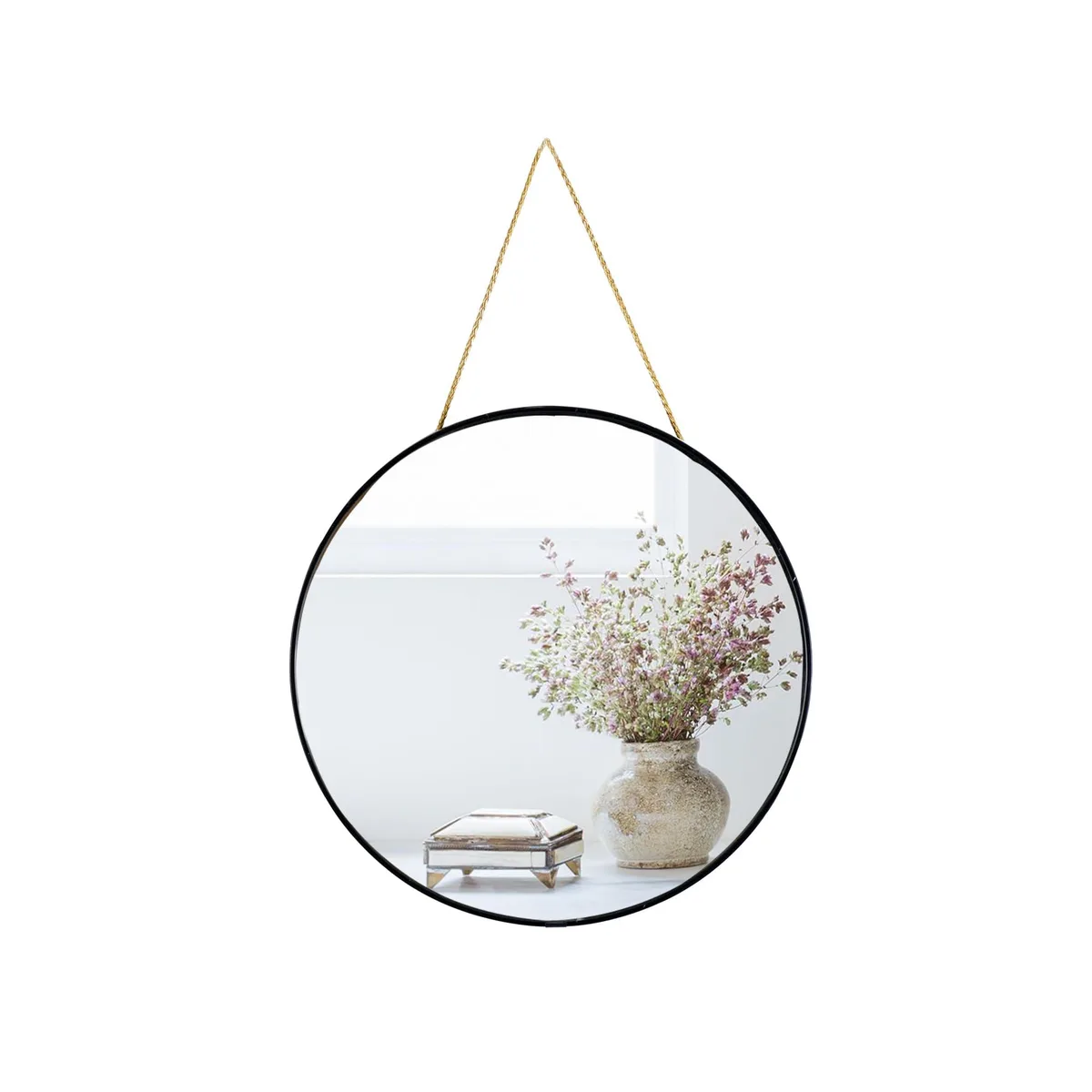 Black round mirror 11.8 inch PVC frame