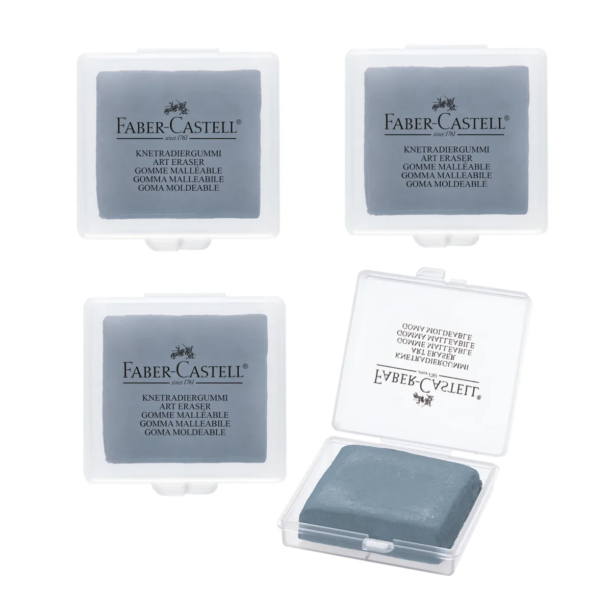 Faber-Castell FC127220-1AZ Kneaded Eraser 4 Pack Grey — product photo