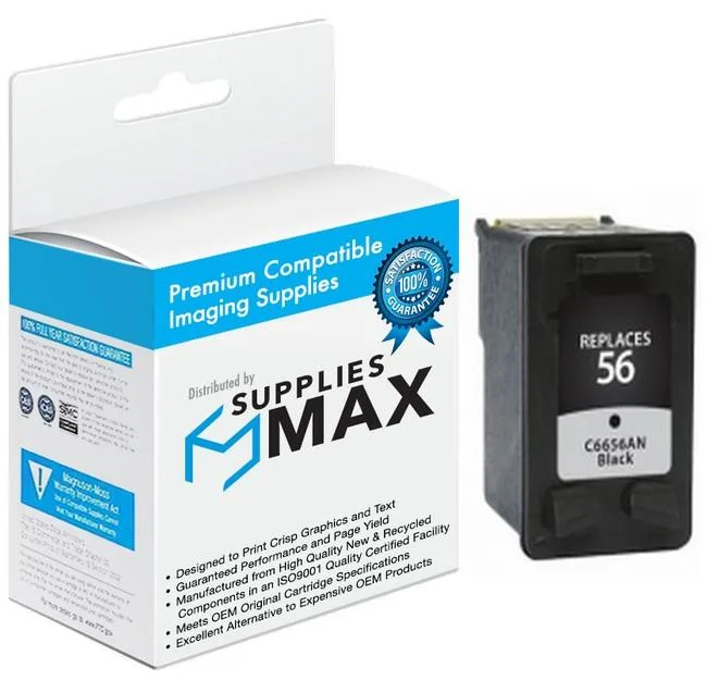 SuppliesMax SuppliesMax HP C6656AN Black Inkjet Cartridge 450 Pages — product photo