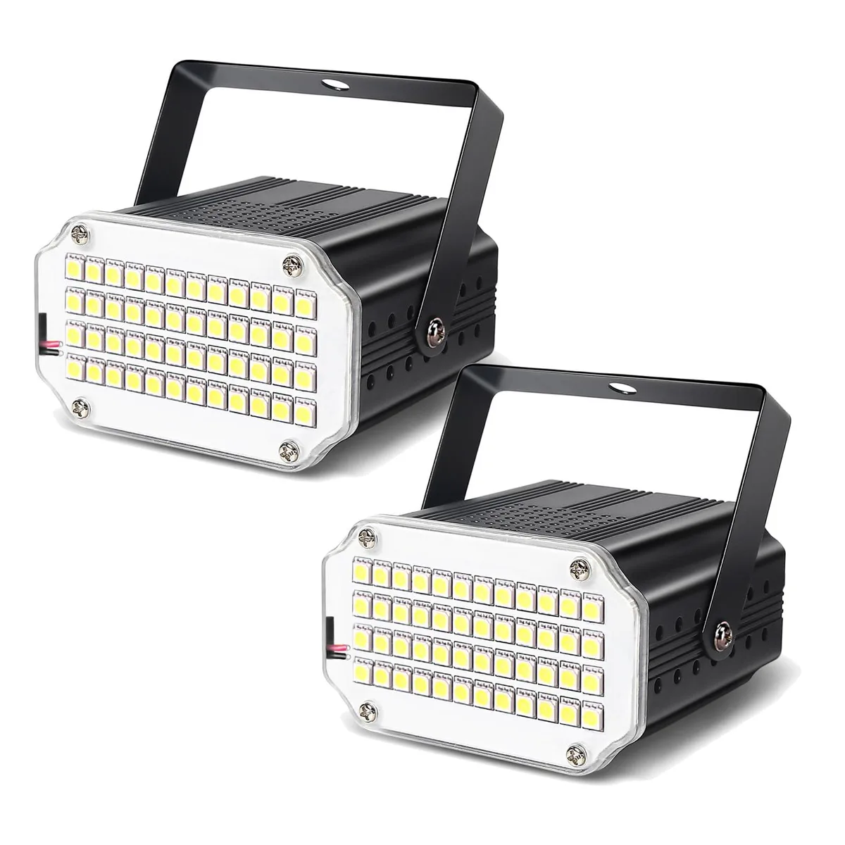 Two white plastic strobe lights with bracket mounts and 48 LEDs each