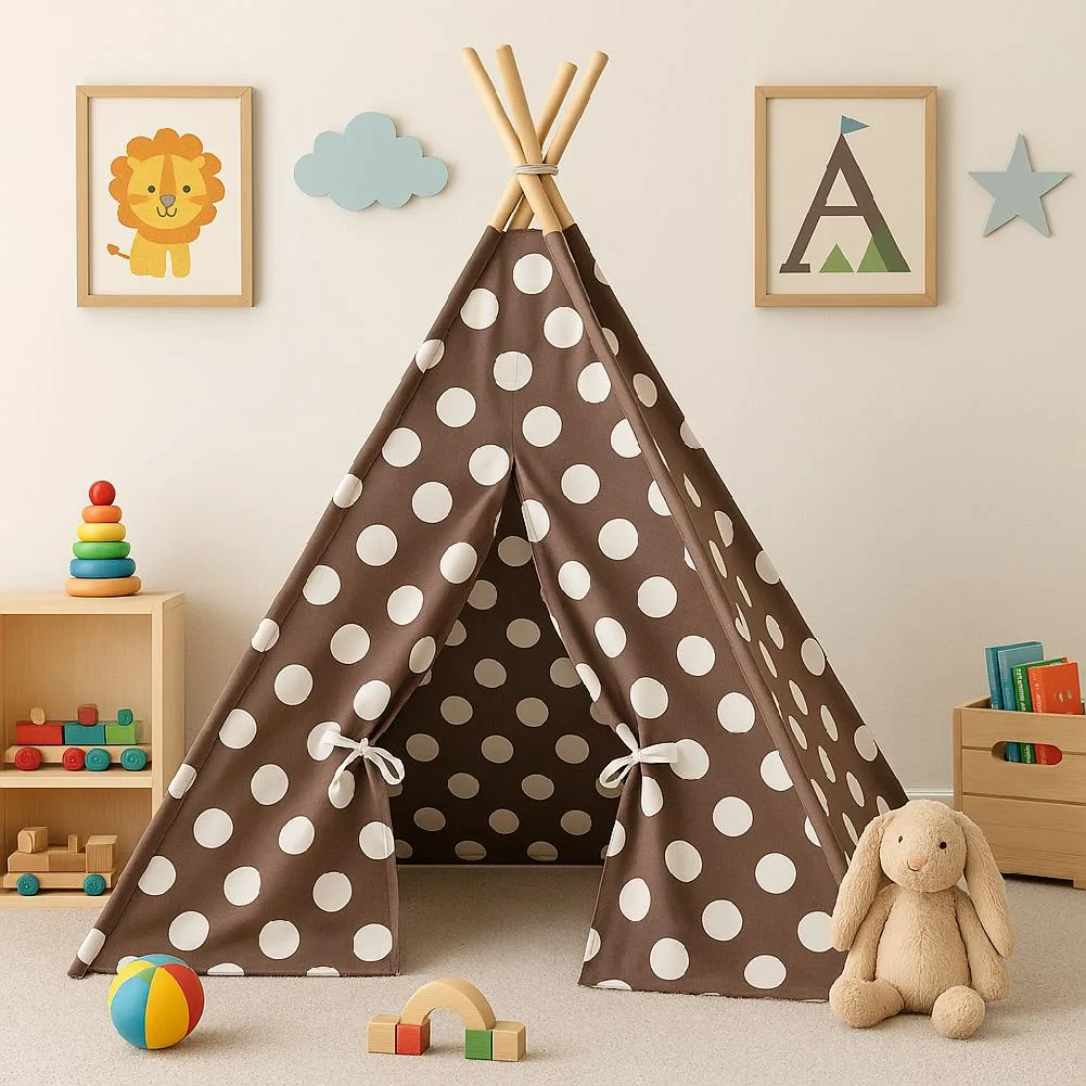 Vandue Corporation Vandue Corporation Children's Teepee Play Tent Brown/Silver Polka Dot — product photo
